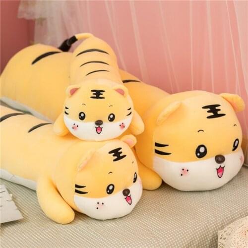Lovely Long Tiger Plush Pillow Cartoon King Tiger Pillow Stuffed Soft Animal Cushion for Kids Birthday Gifts