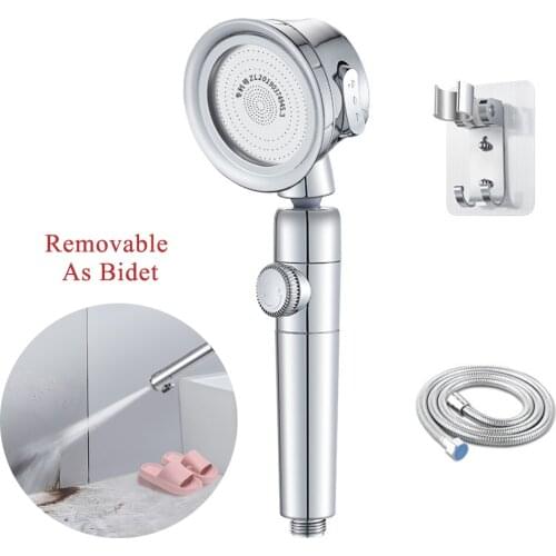 Pressurized 3Mode Shower Head High Pressure Water Saving Perforated Free Bracket Hose Adjustable Bathroom Accessories Shower Set