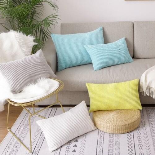 Solid Pillow Case Corduroy Flocking Velvet Cushion Cover Pink Grey Blue IvoryHome Decorative Rectangle Pillow Cover 40x60cm