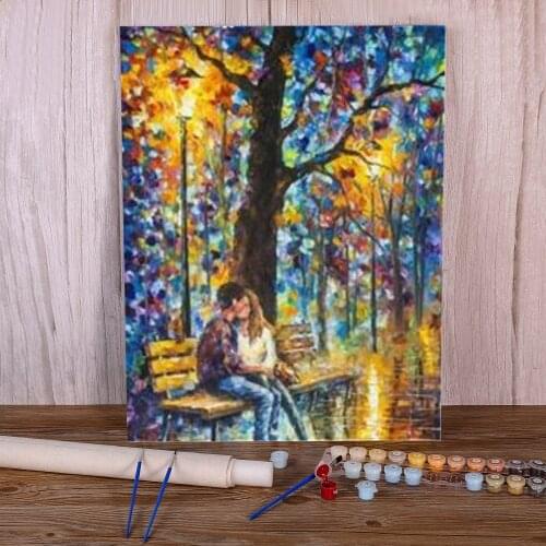 Landscape Rain City Night Street Coloring By Numbers Painting Kit Oil Paints 40*50 Canvas s Loft Wall Handicraft