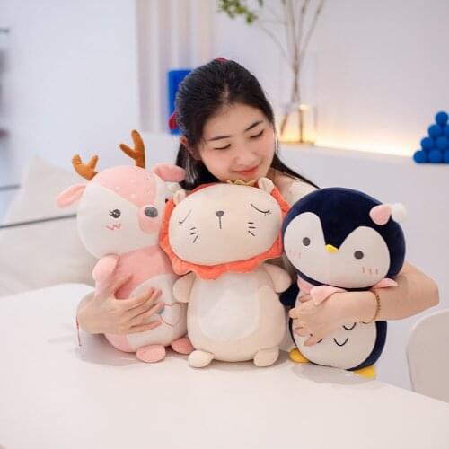 35cm Cute Deer Penguin Lion Plush Stuffed Toy Animal Interior Decoration Adult Children Sleep With Birthday Gift