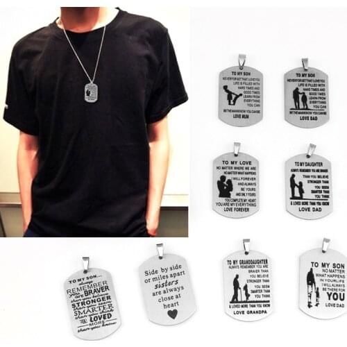 Risul Family Gift necklace TO MY Son/daughter/lover/sister/granddaughter Love Dad/Mum Stainless Steel Pendant Necklaces