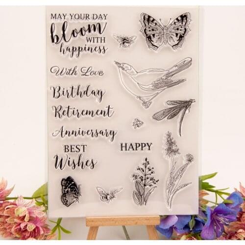 15.5x21 Butterfly bird Transparent Clear Stamps Silicone Seals for DIY scrapbooking photo album Card Making