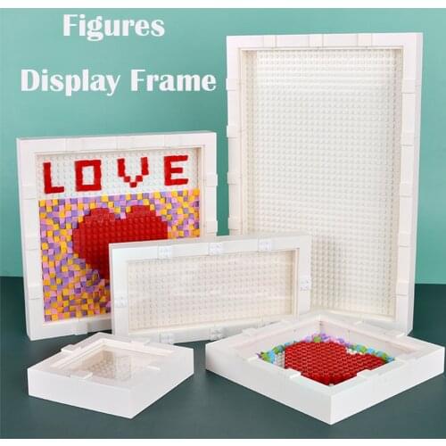 New Display Frame Case for Figures Collection with Classic Dots Base Plate Creative DIY MOC Building Blocks Set Kids Toys