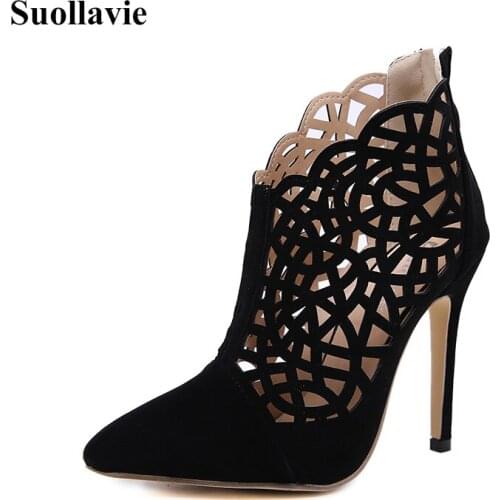 Ladies High Heels Women Hollow Mesh Breathable High Heels Boots Pumps Elastic Sexy Hot Spring 2020