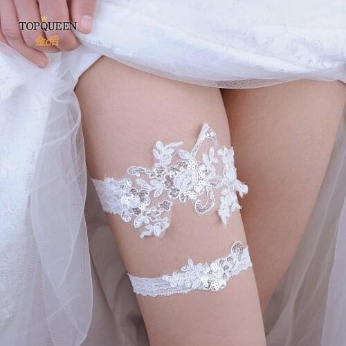 TOPQUEEN TH16 TH18 2pcs/Set Wedding Garters Lace Embroidery Floral Sexy Garters for Women/Bride Thigh Ring Bridal Leg Garter