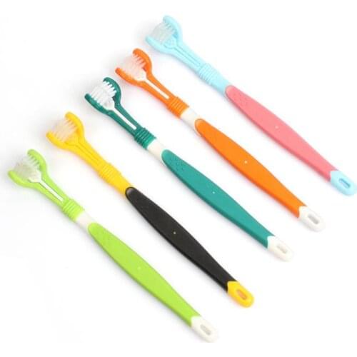 Three Sided Pet Toothbrush Dental Care Dog Toothbrush Removing Bad Breath Tartar Cat Toothbrus SN363