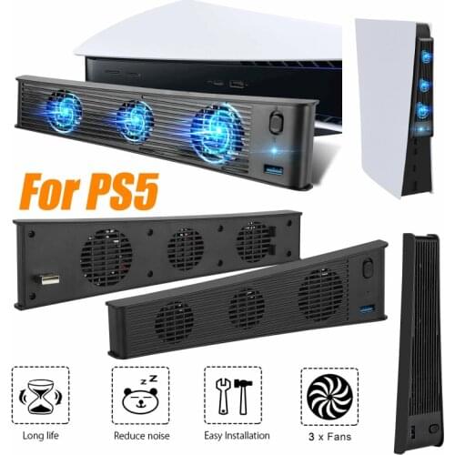 For Playstation 5 PS5 USB External Host Cooling 3-Fan Vertical Stand Digital Edition Optical Drive Version Play Station 5 Game