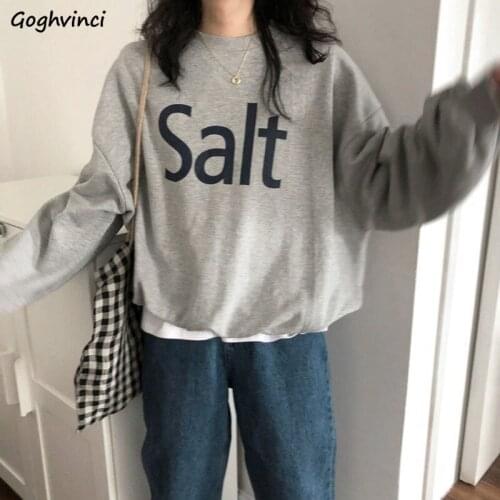 No Hat Hoodies Women Plus Velvet Letter Printed Oversize Students Breathable Cute Simple All-match Oversize Harajuku Ins Hoodie