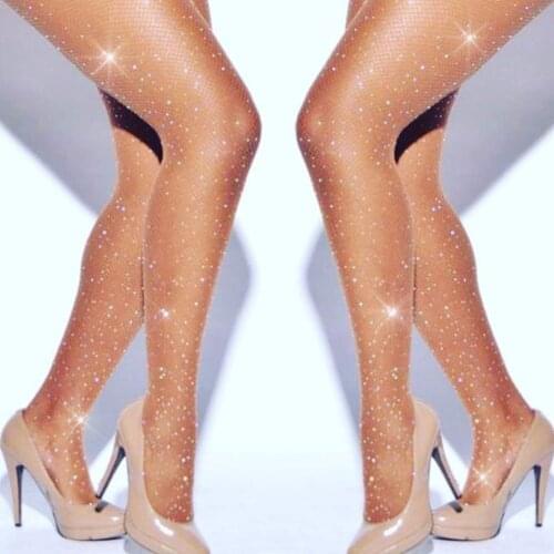 Women Stockings Rhinestone Sexy Stockings Pantyhose Collant Fantaisie Femme Medias De Mujer Collant Femme Transparent SW065