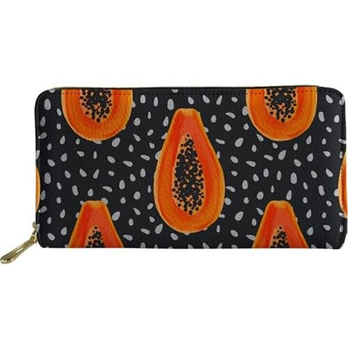HYCOOL Women Long Purse Dot Papaya Print Female Wallet Ladies Purses Leisure Zipper Bag Functional Clutch Pouch Card Money Bags
