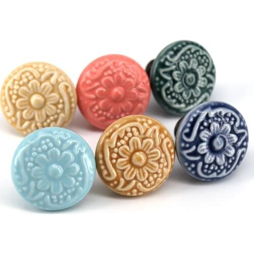 1PC 34mm Door Handle Round Ceramic Door Handle Knobs Cabinet Drawer Cupboard Locker Kitchen Pull Handle