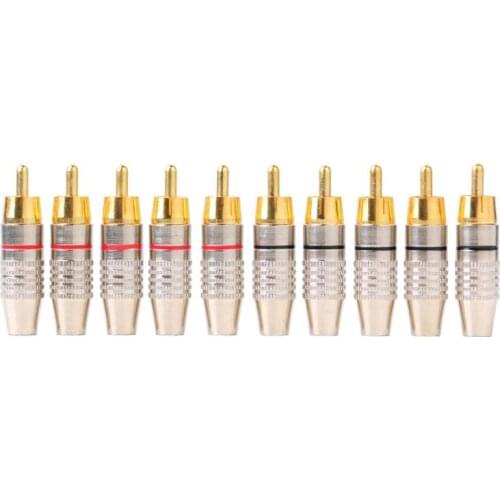 10pcs RCA Soldering Connector Audio Video Plug DIY RCA Speaker Adapter Plug Speaker Terminal Video Locking Cable rca Stecker