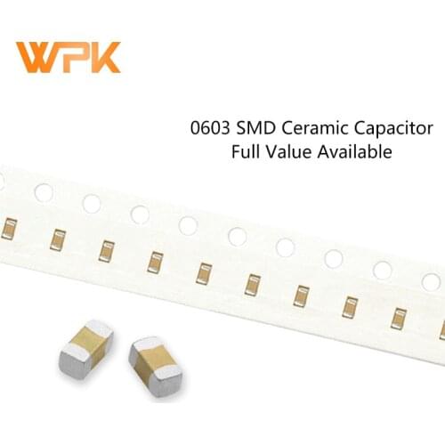 100Pcs 0603 SMD Capacitor Sets 5% 10% 20% 1608 10pF 91pF 2nF 22uF 6.3V 16V 25V 50V 100J 102K MLCC Full Value Available DIY Kit
