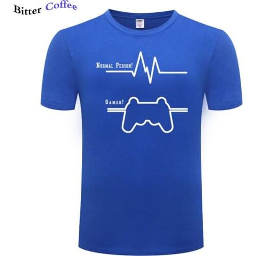 2021 NEW Funny Gamer Heartbeat T Shirts Men Cardiogram Cotton T Shirts Short Sleeve Men Funny Game Tee Tops Harajuku Cool Tee