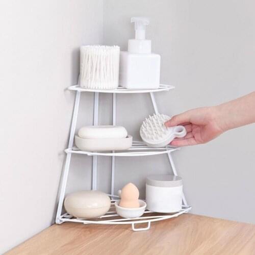 2021 Storage Rack Three-layer Large Capacity Wrought Iron Openwork Design Fan-Shaped Storage Shelf for Kitchen Home Tools