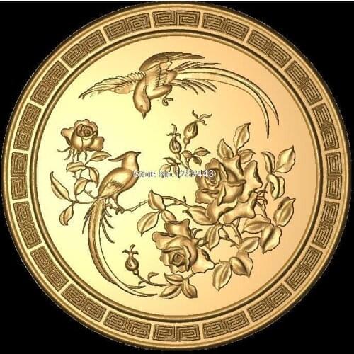 Bird-flower 3D Model STL relief for cnc STL format Furniture Circular flower 3D STL format furniture decoration