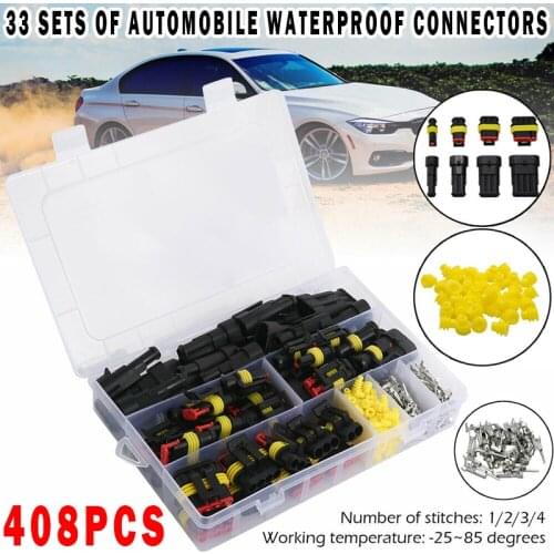 408pcs/33 Set Car Wire Connector Plugs 1-4 Poles Waterproof Cable Connection Truck Harness 300V 12A Cable Accessories