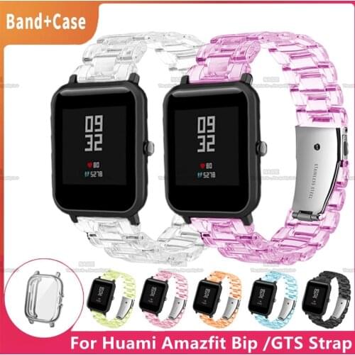 Case +Transparent Band for Huami Amazfit Bip /GTS Strap Transparent Series Smart Watch Soft TPU Protective Cover Accessories