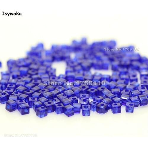 Isywaka 1980pcs Cube 2mm Deep Blue Color Square Austria Crystal Bead Glass Beads Loose Spacer Bead For DIY Jewelry Making