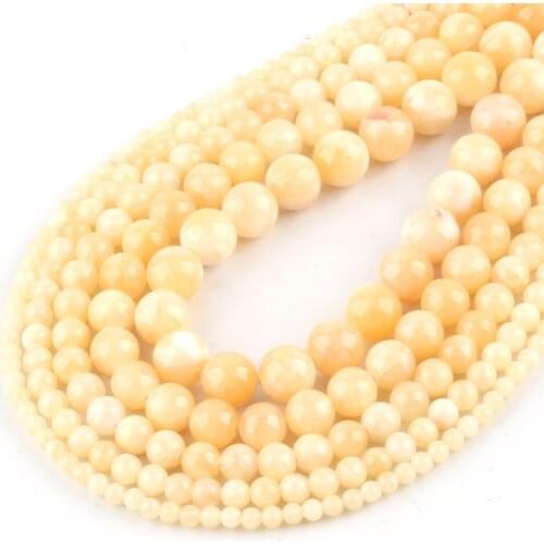 Natural Yellow Cloud Jades Chalcedony Round Loose Beads 15"Strand 4 6 8 10 12mm For Jewelry Making DIY Bracelet Necklace