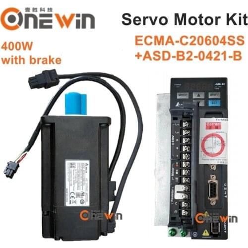 New and original 400W AC servo motor drive kit with brake diameter 60mm 220V 1.27NM 3000rpm ECMA-C20604SS+ASD-B2-0421-B