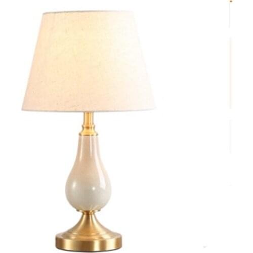 Elegant American Style Beige Ceramic Table Lamp For BedRoom Bedside Living Room Foyer Study Desk Reading Night Light 190112