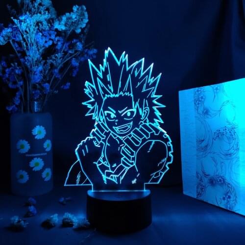 Eijiro Kirishima Figurines 3D Otaku Lights Anime My Hero Academia LED Manga Night Lamp Home Study Room Desk Decoration Art Gift