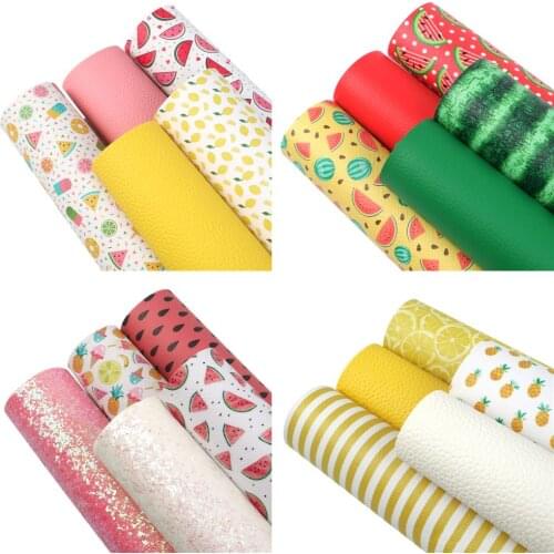 Fruit Series 5-7pcs/set 20*33/15-21cm Faux Artificial Synthetic Leather Hair Bow DIY Decoration Crafts Кожа,1Yc7325