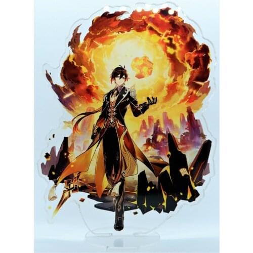 Genshin Impact Zhongli Zhong li Acrylic Stand Figure Anime 3D Printed Acrylic Model Plate Desk Decor Fans Gifts Cosplay Prop