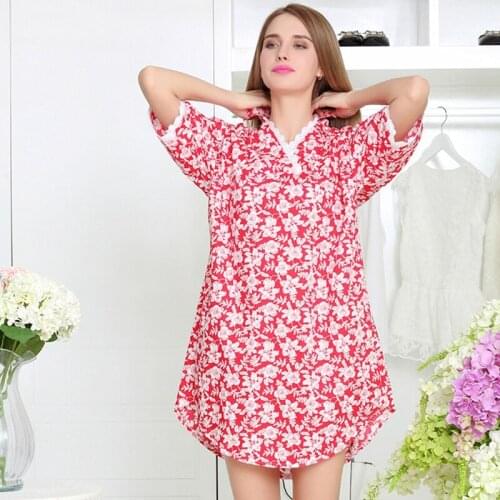 Cotton Nightgown floral casual loose plus fat plus size пижама Sleepwear can be worn outside spring summer ladies Nightwear