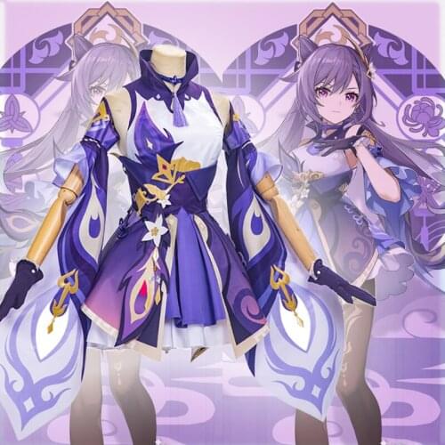 Game Genshin Impact Cosplay Costumes Keqing Electro Cosplay Costume Purple Uniforms Clothes Suits Sets Clothing Dresses Hot