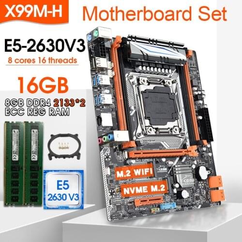 JINGSHA X99 DDR4 DIMM motherboard set with Xeon E5 2630 V3 LGA2011-3 CPU 2 * 8GB = 16GB PC4 RAM 2133MHz DDR4 memory REG ECC RAM