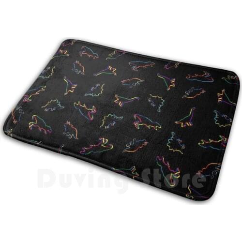 Cmyk Dinosaurs ( Black ) Mat Rug Carpet Anti-Slip Floor Mats Bedroom Dinosaur Herbivore Carnivore Dino T Rex Tyrannosaurus
