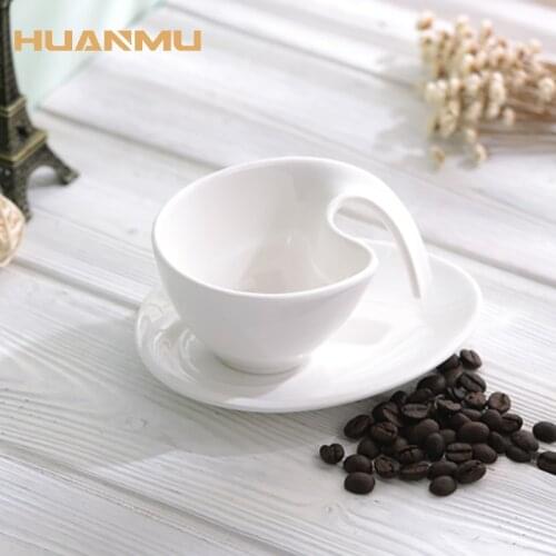 Creative Ceramic Coffee Cup and Saucer Set Irregular Shape Milk Breakfast Cup Office Personality Water Cup Gift