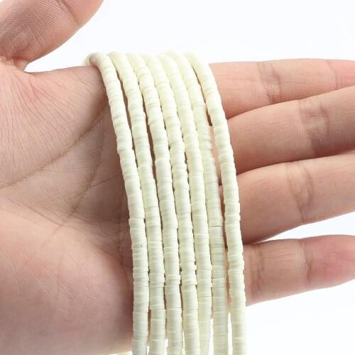 4mm/6mm Round Flat Polymer Clay Beads White Chip Disk Rondelle Loose Spacer Beads For DIY Jewelry Making Bracelet Necklace 15