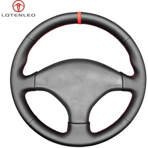 LQTENLEO Black Artificial Leather Hand Car Steering Wheel Cover For Honda Civic 6 EK CTR EK3 EK4 Civic Type R Sir EK9 1996-2000
