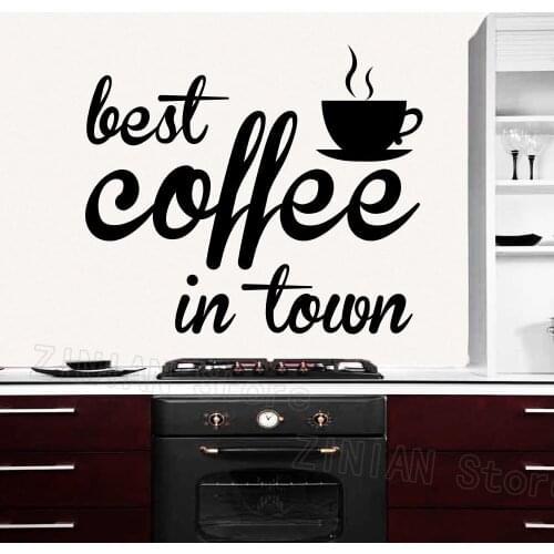 Best Coffee In Town Decal Quotes Cafe Window Decor Restaurant Vinyl Wall Stickers Kitchen Removable Art Decals Wallpaper Z451