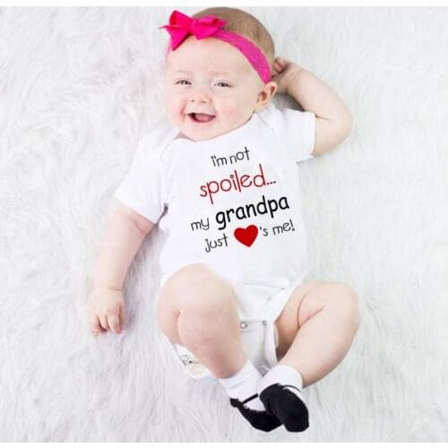 Lovely Baby Girl Summer Clothes Grandpa Printed Newborn Infant Toddler Baby Funny Clothes for 0-24M