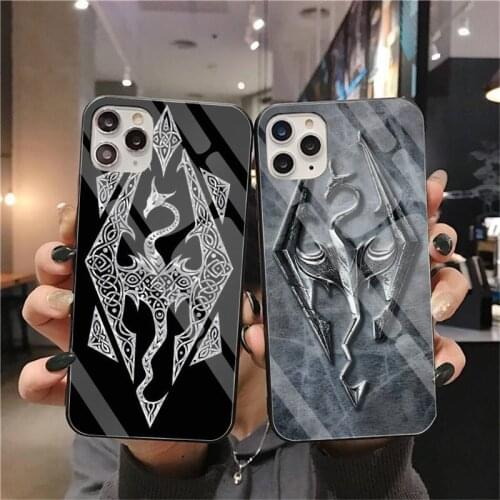 The Elder Scrolls V Skyrim Bling Cute Phone Case Tempered Glass For iPhone 11 Pro XR XS MAX 8 X 7 6S 6 Plus SE 2020 case