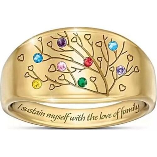 Fashion Simple Inlaid Rhinestone Tree Leaves Ring for Women Creative European and American Popular Jewelry Direct Sales