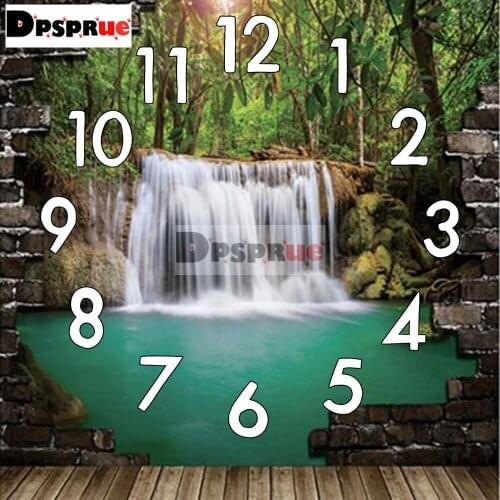 Dpsprue Full Square/Round 5D Diamond Painting Kit With Clock Cross stitch Diamond Embroidery Mosaic Waterfall Gift DC021