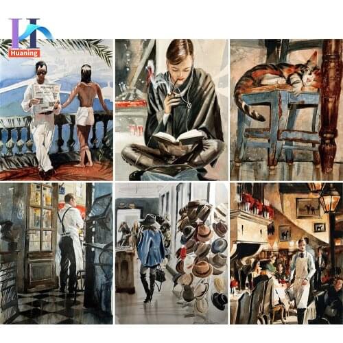 Huaning Paint By Number On Canvas Painting Kits Handmade Gift DIY Drawing Coloring By Numbers Impressionism Home Decoration