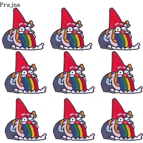 Prajna 10PCS Cartoon Rainbow Anime Patches Stripes Embroidered Patches For Clothing Applique Iron On Patches For Clothes Jacket