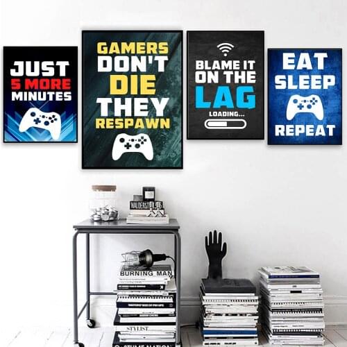 Video Game Wall Art Canvas Painting Gaming Room Decor Posters and Prints Abstract Party Artwork Picture for Boys Room Decoration