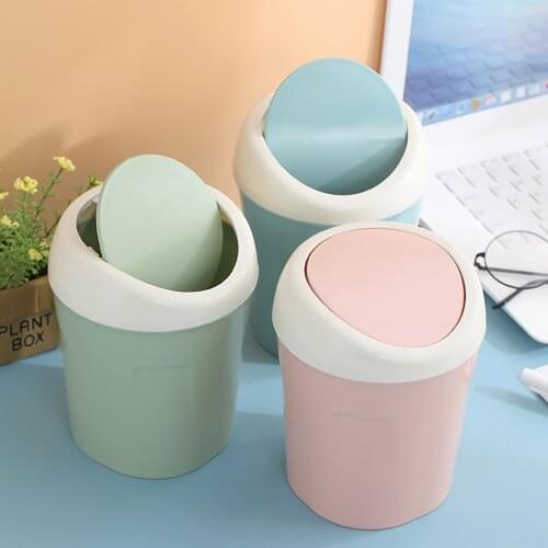 Desktop Waste Bins Tabletops Mini Creative Kitchen Living Room Trash Can Countertop Swing Lid Type Desktop Dustbin