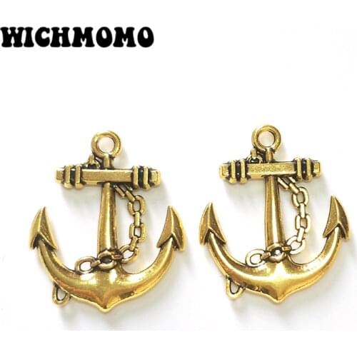 New 5pcs 32MM Retro Zinc Alloy Golden Boat Anchor Charm Pendants Connector Linker for DIY Bracelet Earring Jewelry Accessories