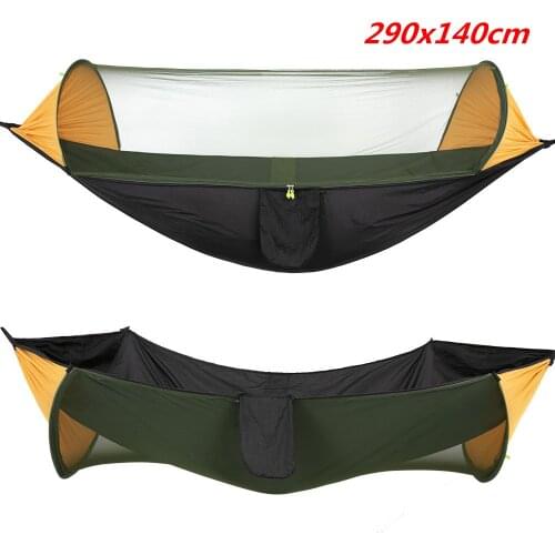 290x140cm large automatic quick-opening mosquito net tree tent outdoor camping double waterproof parachute cloth nylon hammock