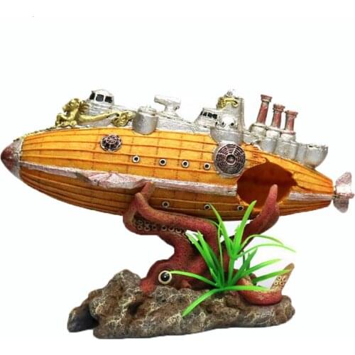 Fish Tank Aquarium Accessories Ornaments Resin Shipwreck Submarine Aquarium Landscaping Fish Tank Decoration Crafts Pet Supplies