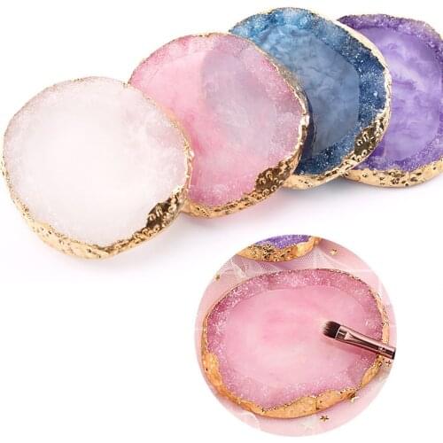 1PC Resin Nail Art Painting Palette Nail Polish Cream Mixing Display Board Color Showing Shelf Agate Mix Stir Crystal Gem Plate